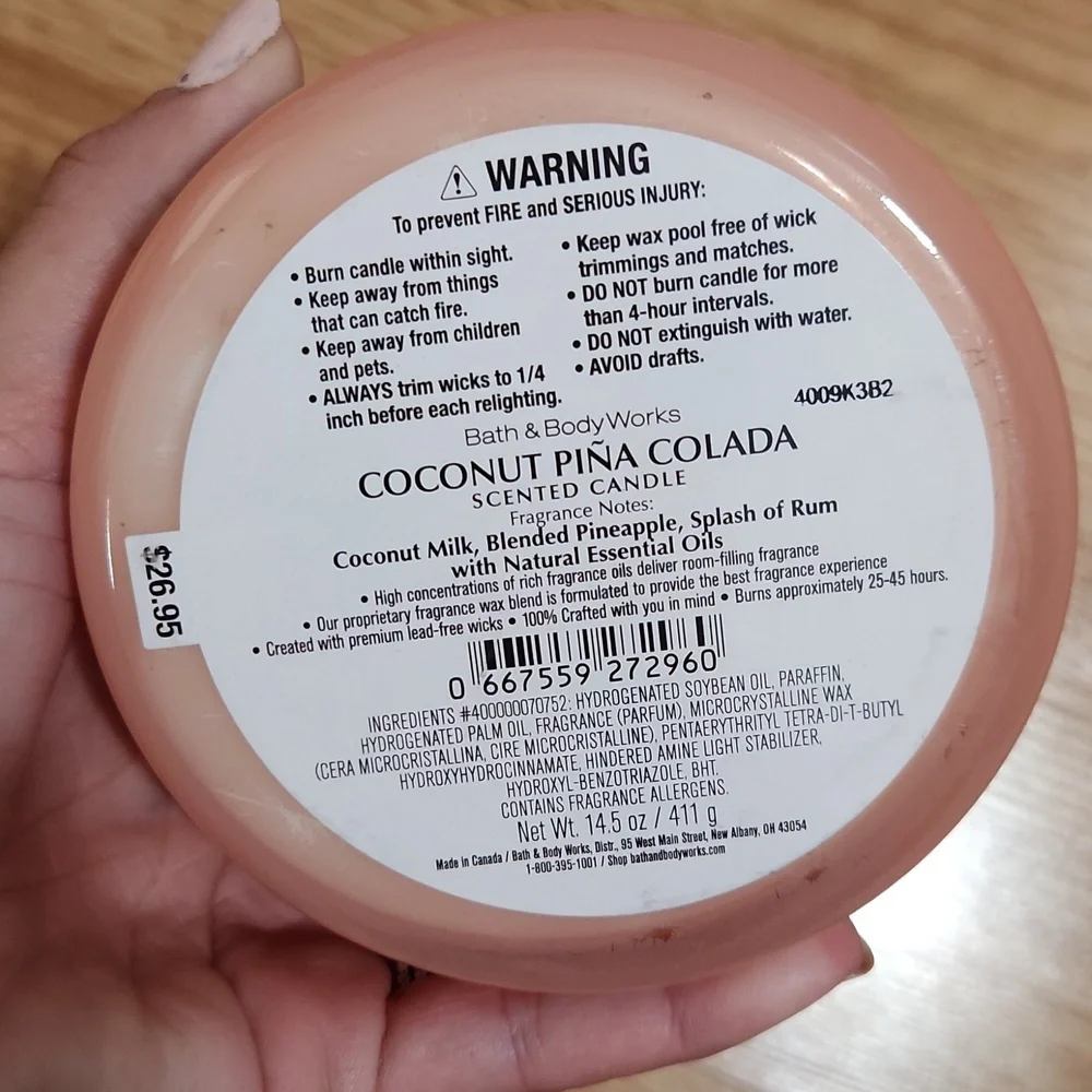 bath and body works coconut pina colada 3 wick candles - Picture 3 of 4